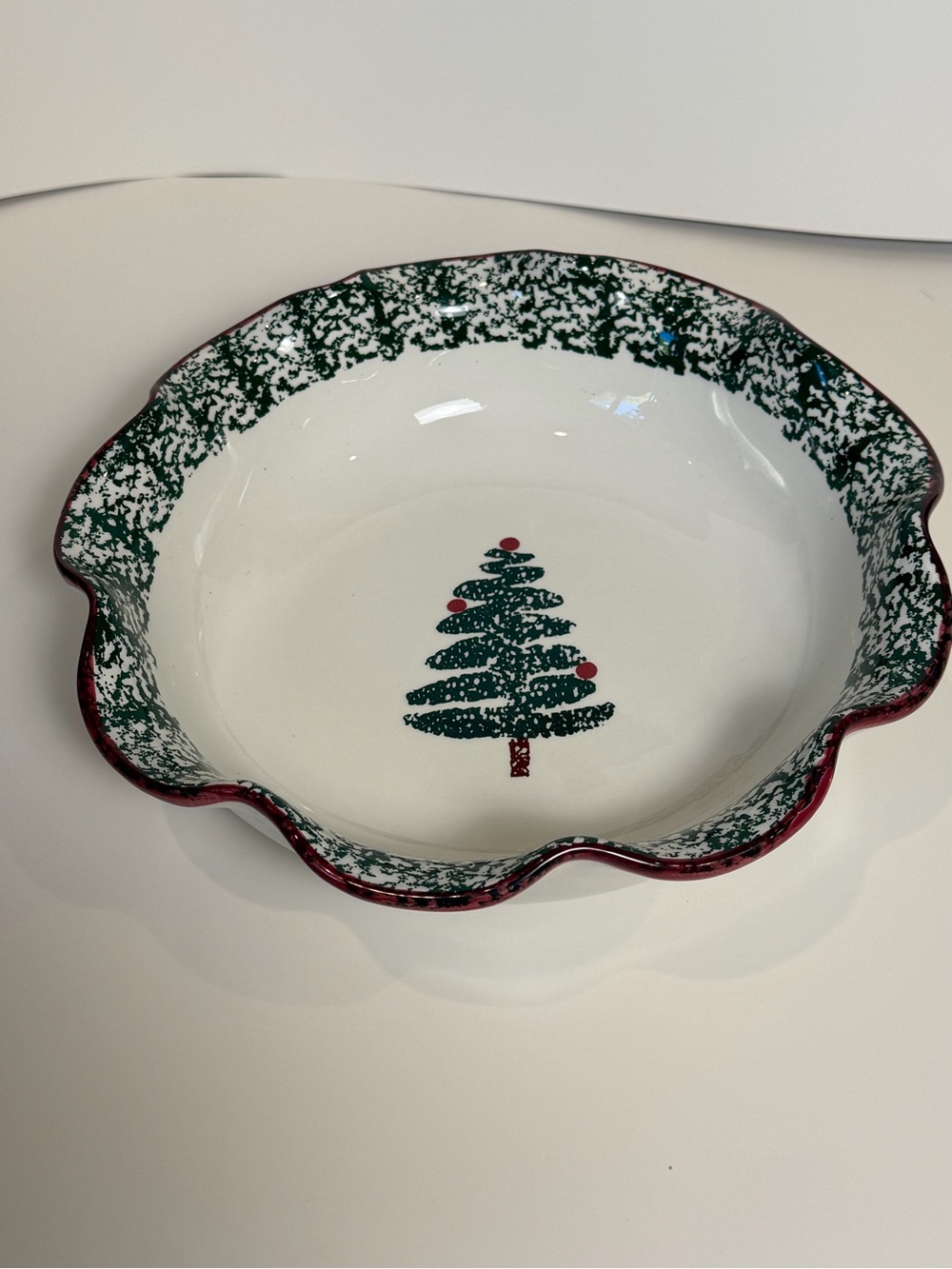 Furio Christmas Tree Spongeware Ruffled Bowl 90’s Holiday Italy